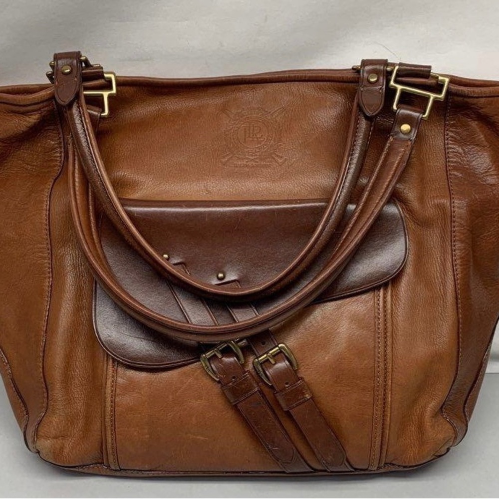 Vintage Ralph Lauren Larchmont Brown Leather Shoulder Bag